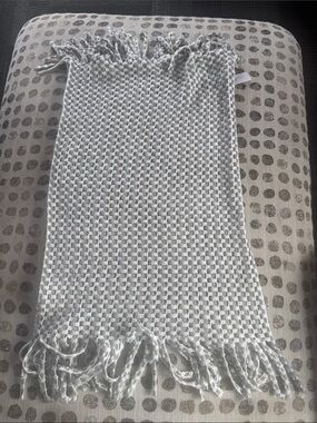 Girly Knit Fringe Scarf infinity Light Gray and white